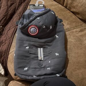 Eddie Bauer Charcoal Dog Coat with Moose Design